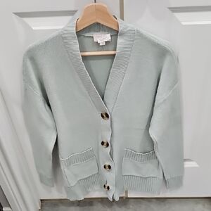LOFT Light Gray Cardigan with Button Details